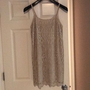 Alice + Olivia Metallic Gold Lace Dress